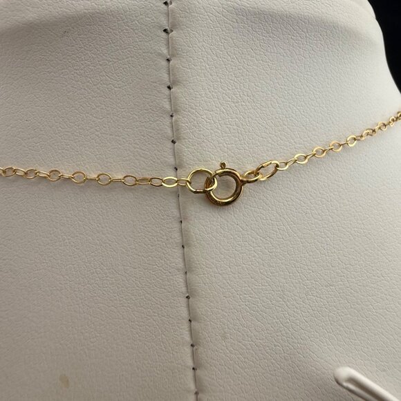 Gold-Filled Rectangle Pendant Necklace Light Green Glass - Picture 3 of 5